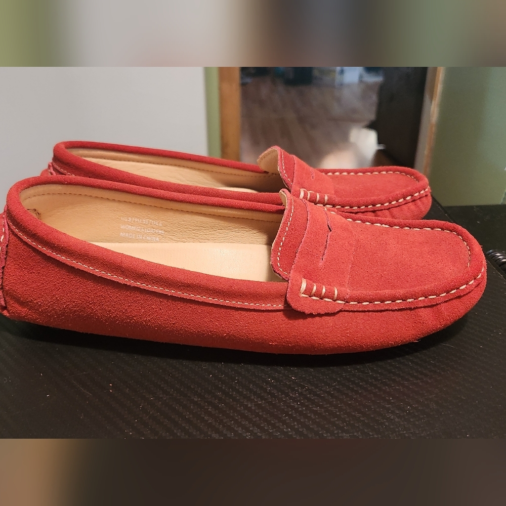 Red Suede Women's Loafers